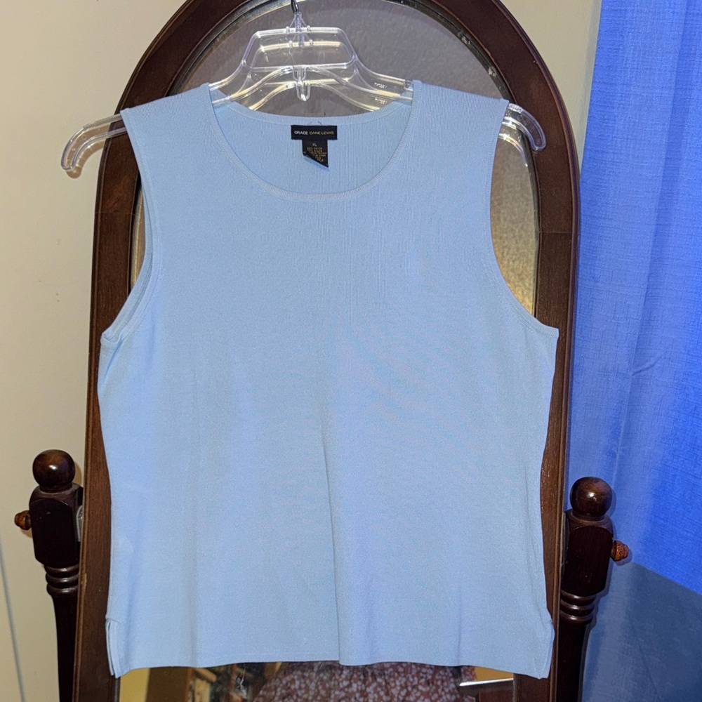 Elegant Sky Blue Sleeveless Tank Top